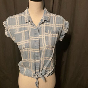 Wonder Nation womans Button-Down Shirt Size L Blue Plaid